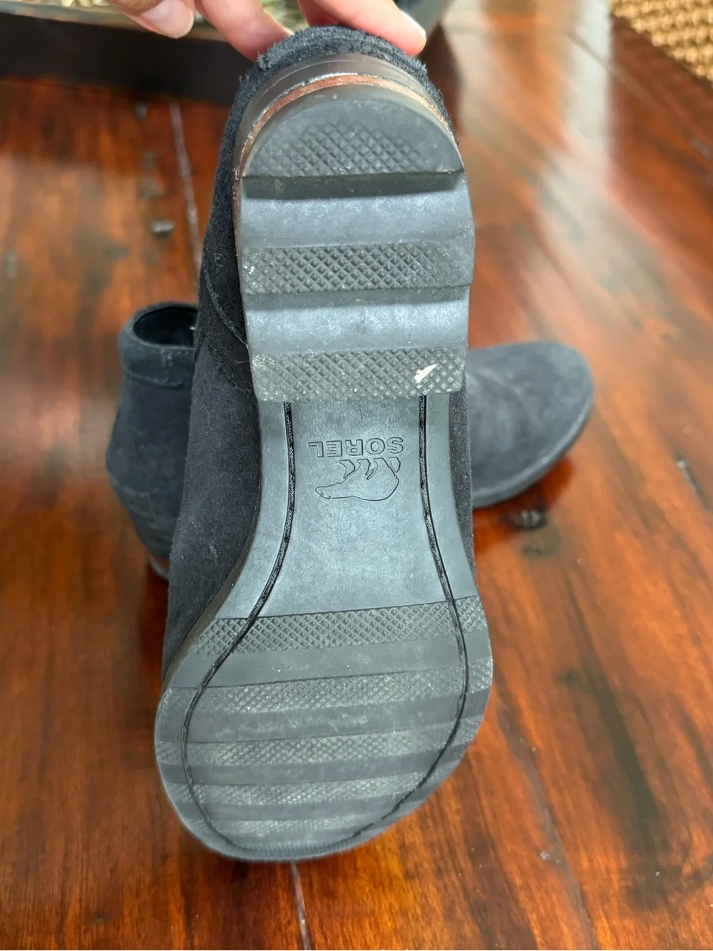 Sorel Lolla Cut Out Ankle Bootie, Suede Black , Size 9.5